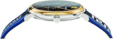 Versace  V-Circle Black Dial Blue Leather Strap Watch for Men - VEBQ01419
