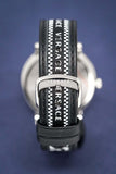 Versace V-Circle Silver Dial Black Leather Strap Watch for Men - VEBQ01219