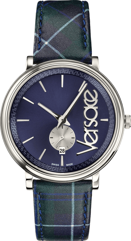 Versace V-Circle The Clans Edition Blue Dial Blue & Green Leather Strap Watch for Women  - VEBQ00118