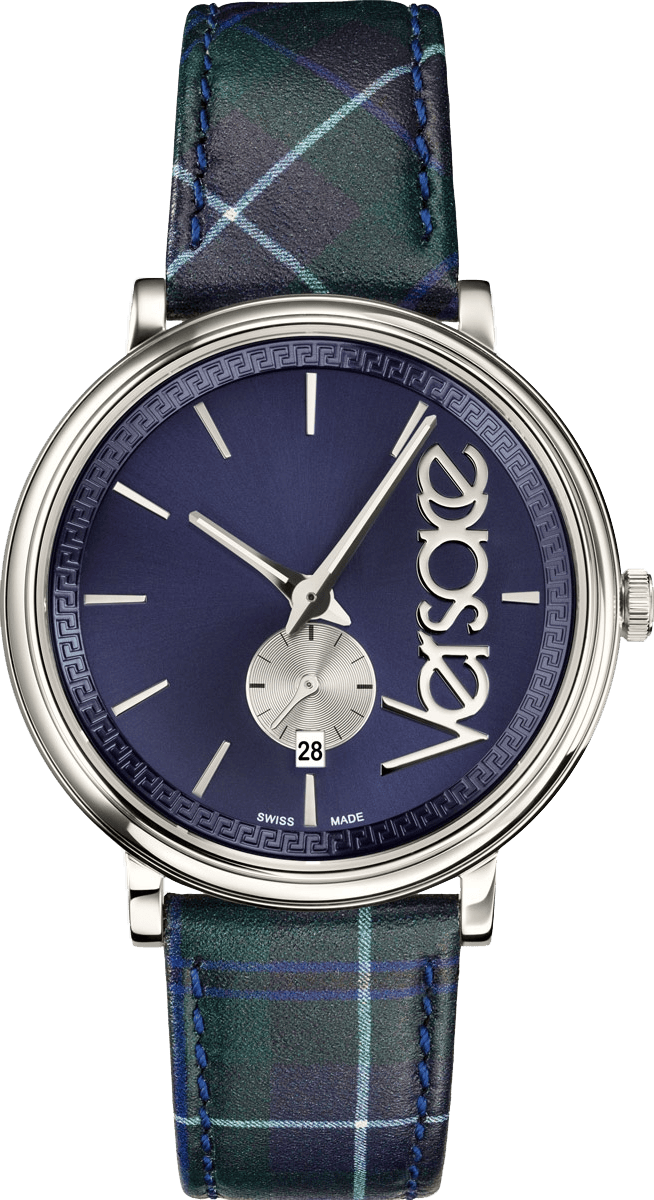 Versace V-Circle The Clans Edition Blue Dial Blue & Green Leather Strap Watch for Women  - VEBQ00118