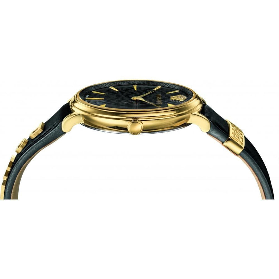 Versace V Circulus Quartz Black Dial Black Leather Strap Watch for Women - VBP12017