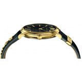 Versace V Circulus Quartz Black Dial Black Leather Strap Watch for Women - VBP12017