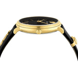Versace V Circulus Quartz Black Dial Black Leather Strap Watch for Women - VBP12017