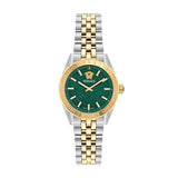Versace V-Code Analog Green Dial Two Tone Steel Strap Watch for Women - VE8I00424