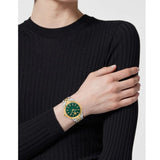 Versace V-Code Analog Green Dial Two Tone Steel Strap Watch for Women - VE8I00424