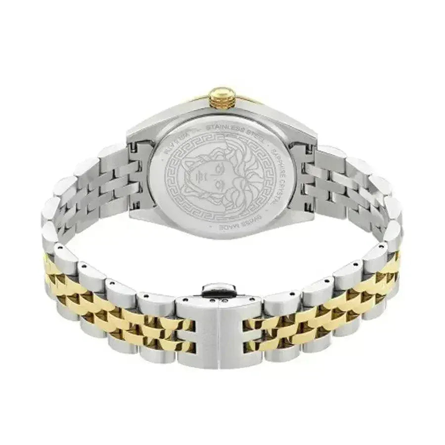 Versace V-Code Analog Green Dial Two Tone Steel Strap Watch for Women - VE8I00424