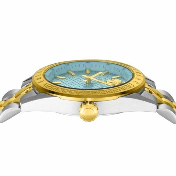 Versace V-Code Analog Turquoise Dial Two Tone Steel Strap Watch for Women - VE8I00524