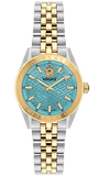 Versace V-Code Analog Turquoise Dial Two Tone Steel Strap Watch for Women - VE8I00524