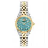 Versace V-Code Analog Turquoise Dial Two Tone Steel Strap Watch for Women - VE8I00524