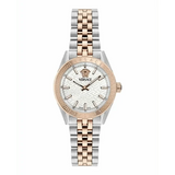 Versace V-Code Analog White Dial Two Tone Steel Strap Watch for Women - VE8I00624