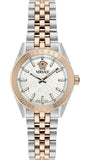 Versace V-Code Analog White Dial Two Tone Steel Strap Watch for Women - VE8I00624