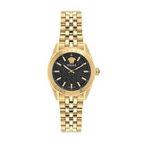 Versace V-Code Quartz Black Dial Gold Steel Strap Watch for Women - VE8I00724