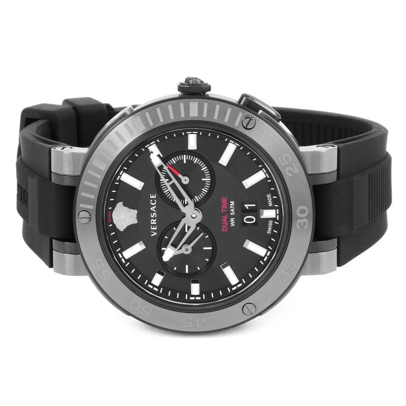 Versace V Extreme Chronograph Black Tone Dial Black Rubber Strap Watch for Men - VCN020017