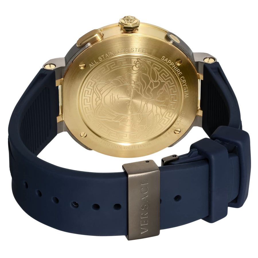 Versace V Extreme Chronograph Blue & Gold Tone Dial Blue Rubber Strap Watch for Men - VCN010017