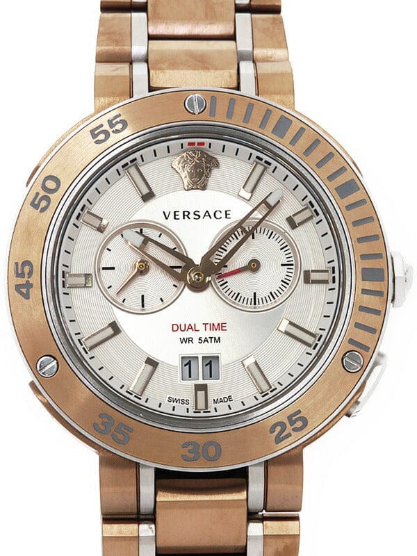 Versace V Extreme Chronograph White Dial Rose Gold Stainless Steel Watch for Women - VCN050017