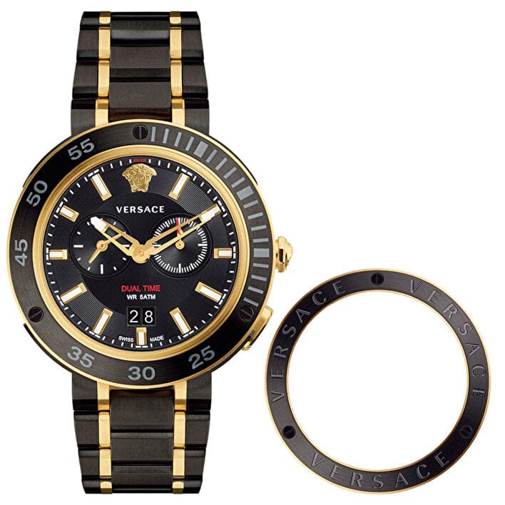 Versace V Extreme Pro Two Tone Dial Stainless Steel Strap Watch for Men - VCN040017
