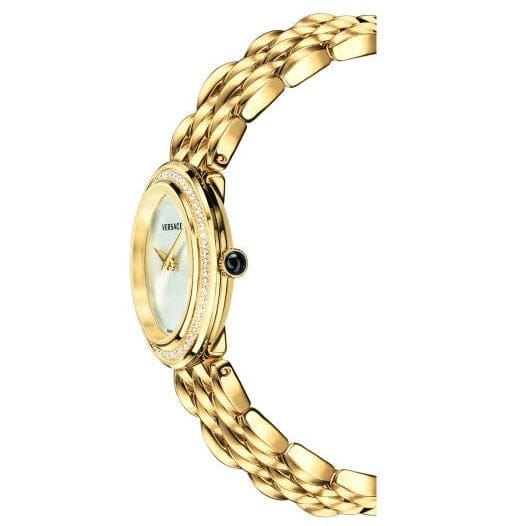 Versace V Flare Diamonds Silver Dial Gold Steel Strap Watch for Women - VEBN00918