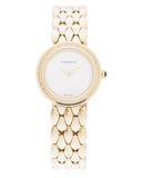 Versace V Flare Diamonds Silver Dial Gold Steel Strap Watch for Women - VEBN00918