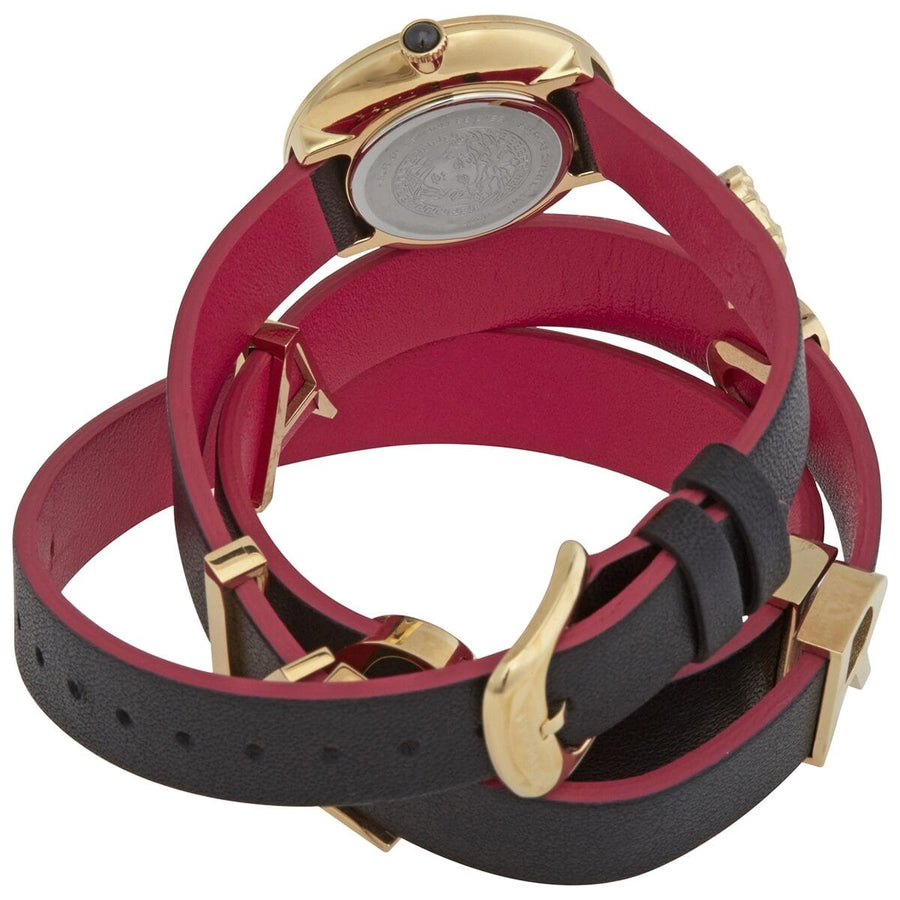 Versace V-Flare Quartz Black Dial Black Leather Strap Watch for Women - VEBN00218
