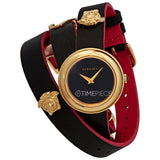 Versace V-Flare Quartz Black Dial Black Leather Strap Watch for Women - VEBN00218