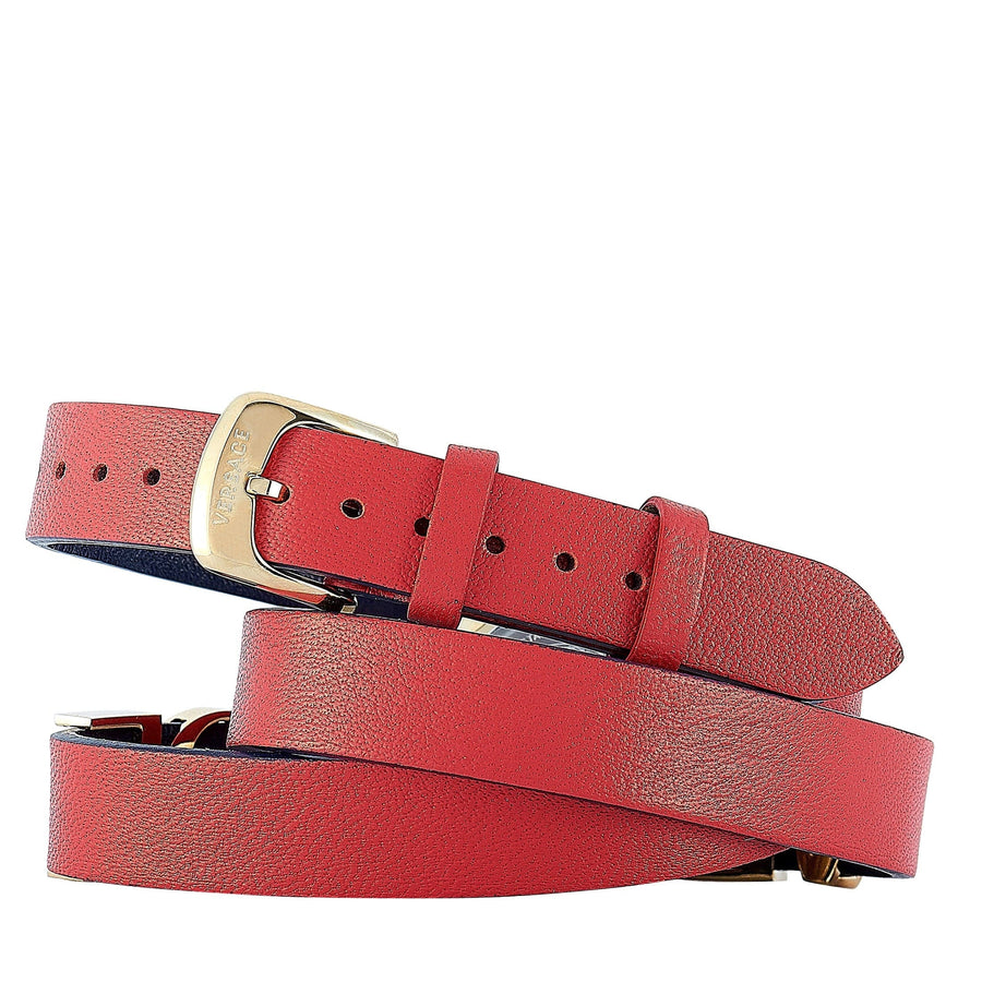 Versace V-Flare Quartz Silver Dial Red Leather Strap Watch for Women - VEBN00418