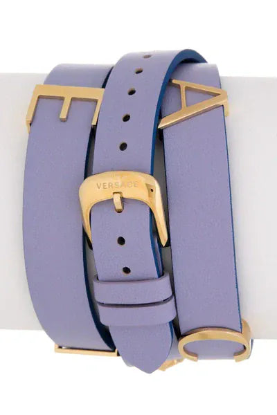 Versace V-Flare Silver Dial Purple Leather Strap Watch for Women - VEBN00318