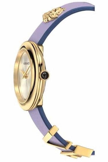 Versace V-Flare Silver Dial Purple Leather Strap Watch for Women - VEBN00318