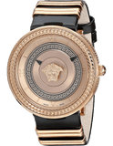 Versace V Metal Icon Gold Dial Black & Gold Strap Watch for Women - VLC030014