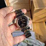 Versace V-Motif Black Dial Two Tone Steel Strap Watch for Women - VERE00518