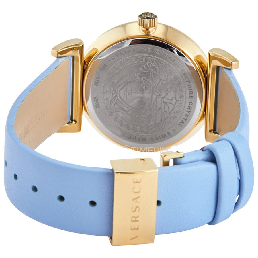 Versace V-Motif Grey Dial Blue Leather Strap Watch for Women - VERE00318