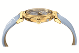 Versace V-Motif Grey Dial Blue Leather Strap Watch for Women - VERE00318