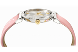 Versace V-Motif Silver Dial Pink Leather Strap Watch for Women - VERE00118