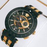 Versace V-Race Analog Quartz Black Dial Two Tone Steel Strap Watch For Men - VEBV00619