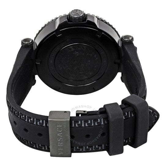 Versace V-Race Diver Black Dial Black Rubber Strap Watch for Men - VAB050016