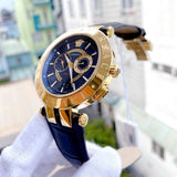 Versace V-Race Multifunction Quartz Blue Dial Blue Leather Strap Watch For Men - VEBV00219