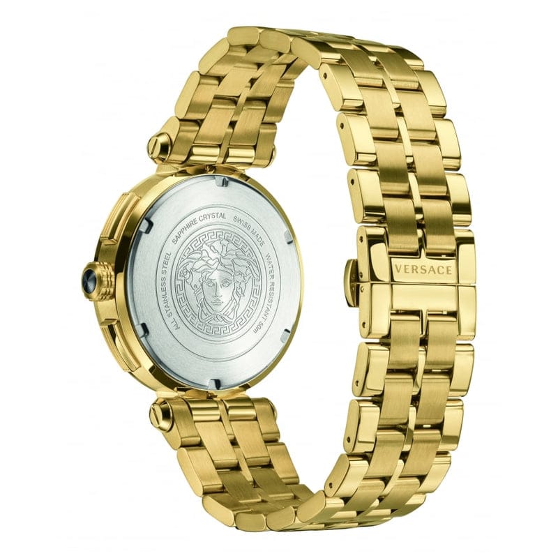 Versace V Racer Chronograph White Dial Gold Steel Strap Watch for Men - VBR060017