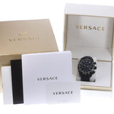 Versace V-Ray Chronograph Quartz Blue Dial Black Leather Strap Watch For Men - VEDB00418