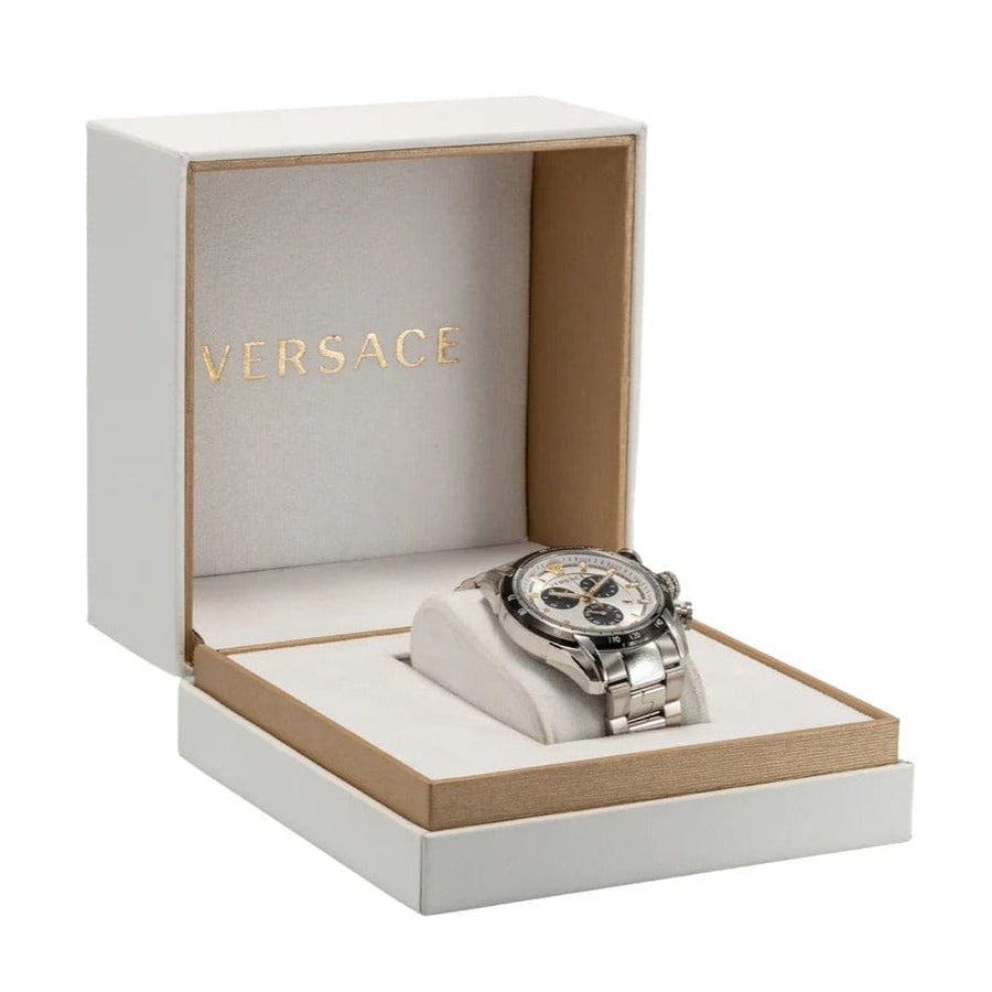 Versace V-Ray Chronograph Silver Dial Silver Steel Strap Watch For Men - VE2I00321