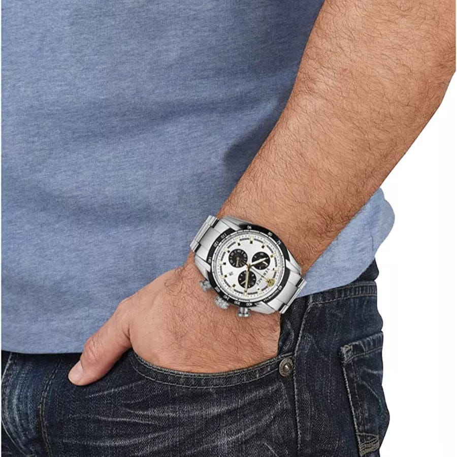 Versace V-Ray Chronograph Quartz Silver Dial Silver Steel Strap Watch For Men - VE2I00321