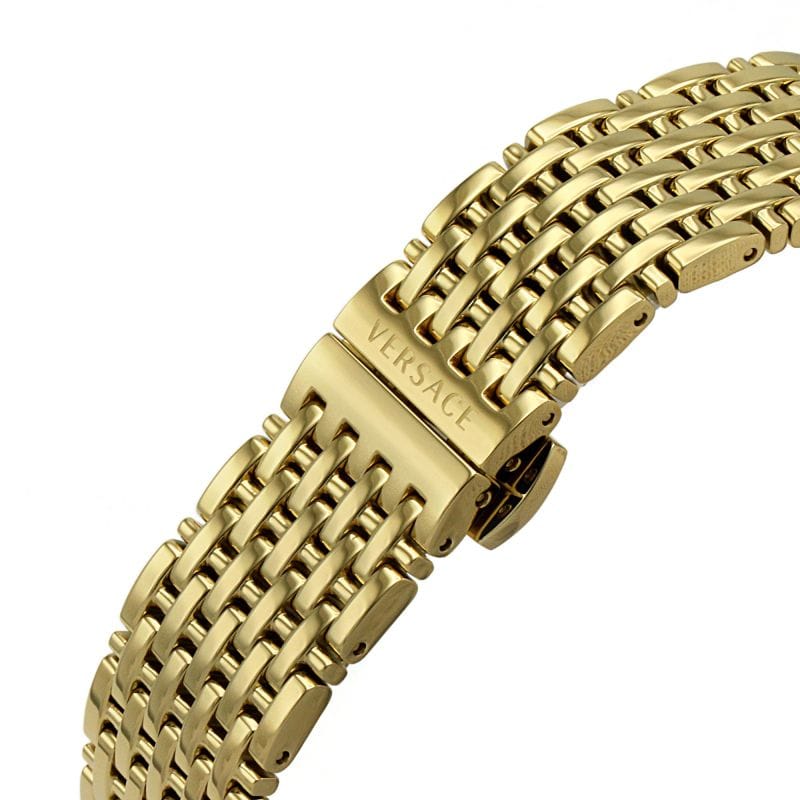 Versace V-Twist Black Dial Gold Mesh Bracelet Watch for Women - VELS00819