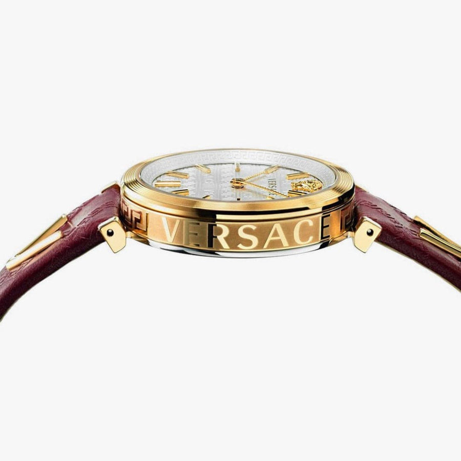 Versace V-Twist Silver Dial Red Leather Strap Watch for for Women - VELS00519