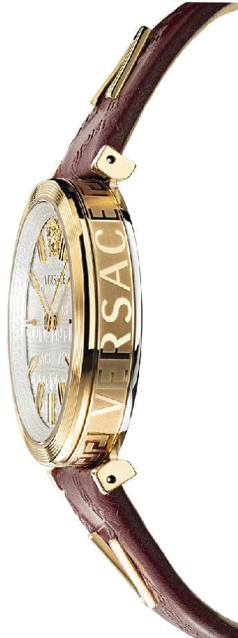 Versace V-Twist Silver Dial Red Leather Strap Watch for for Women - VELS00519
