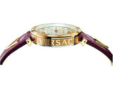 Versace V-Twist Silver Dial Red Leather Strap Watch for for Women - VELS00519