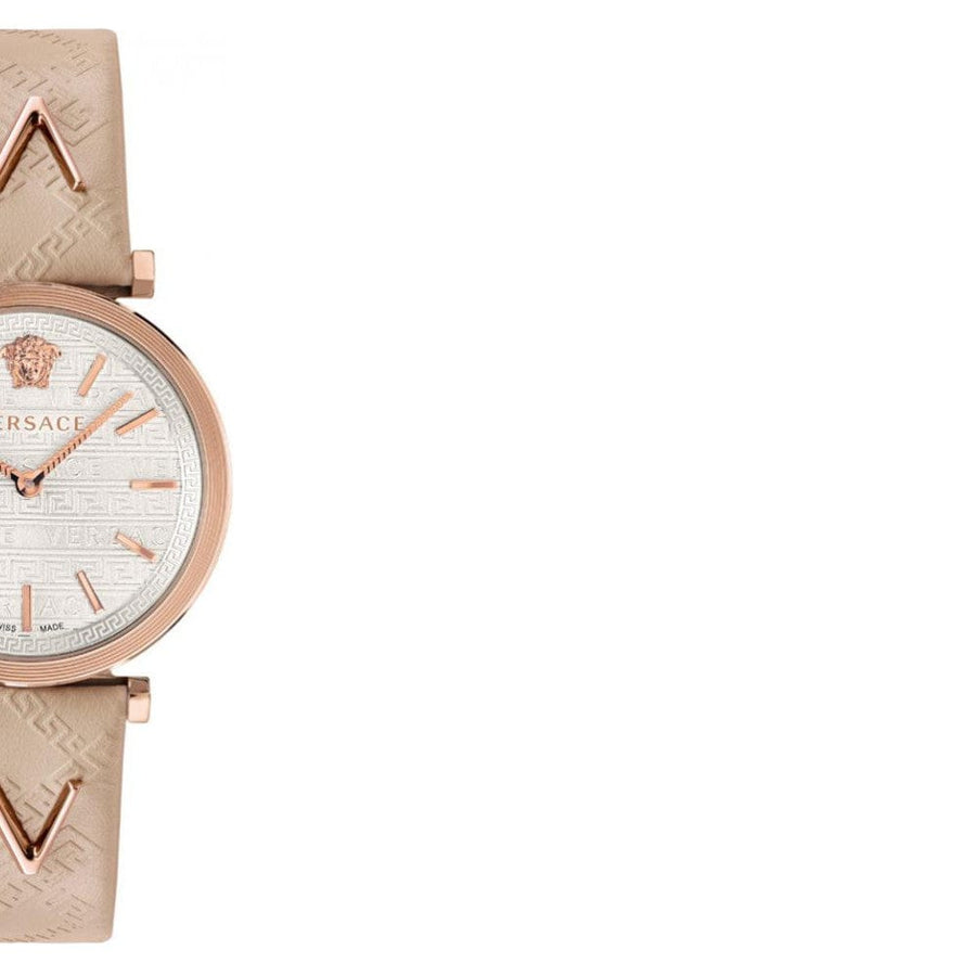 Versace V-Twist White Dial White Leather Strap Watch for Women - VELS00419