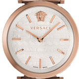 Versace V-Twist White Dial White Leather Strap Watch for Women - VELS00419