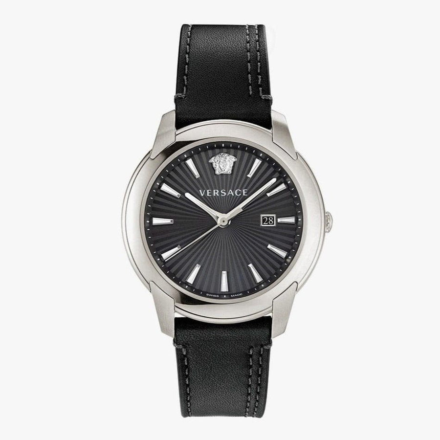 Versace V Urban Black Dial Black Leather Strap Watch for Men - VELQ00119