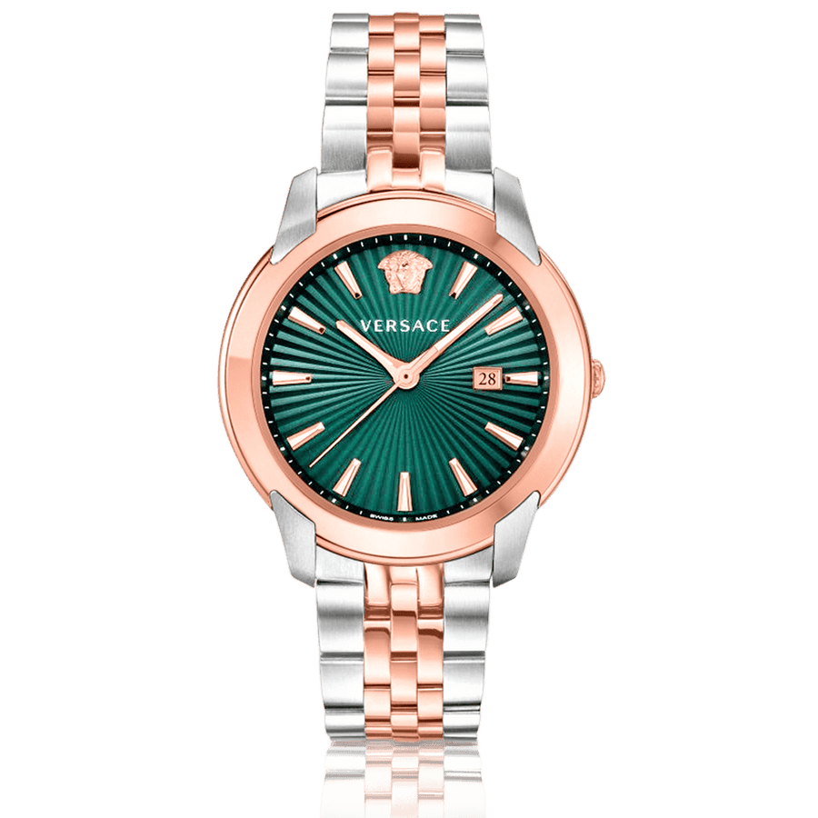 Versace V-Urban Green Dial Two Tone Steel Strap Watch for Men - VELQ00619