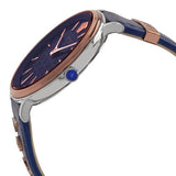 Versace V Circle Quartz Blue Dial Blue Leather Strap Watch For Women - VBP09017