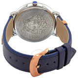 Versace V Circle Quartz Blue Dial Blue Leather Strap Watch For Women - VBP09017