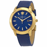 Versace V-Urban Quartz Blue Dial Blue Leather Strap Watch for Men - VELQ00319